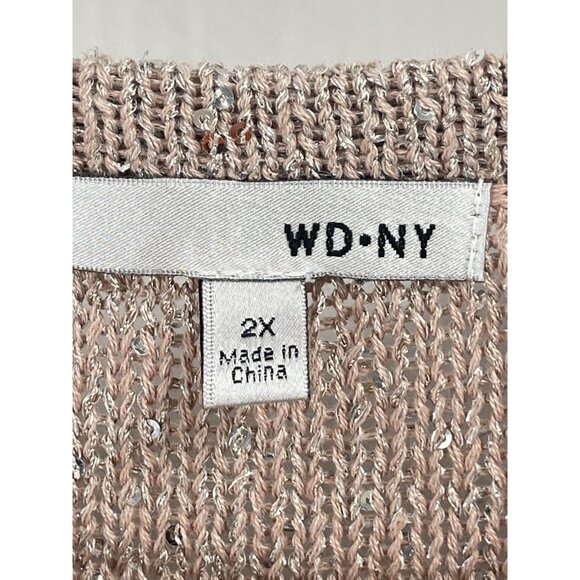 WDNY Gold Sequin Sweater Short Sleeve Holiday Festive Glam Sz 2X - Picture 3 of 5